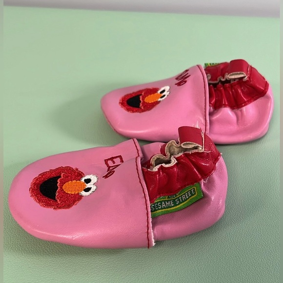 Vintage Sesame Street 2008 Pink & Red Elmo Leather Slip-on Baby shoes 6-12month - Picture 3 of 6